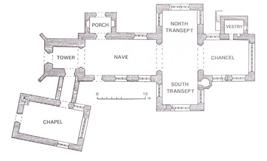 Plan of St Beuno's Church Clynnog Fawr
